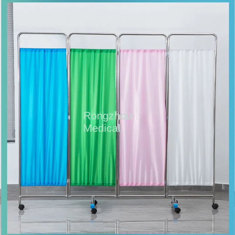 Factory Direct Good Quality Steel Frame Thickening Type Privacy Protection Hospital Screen Folding Ward Bedside Folding Screen