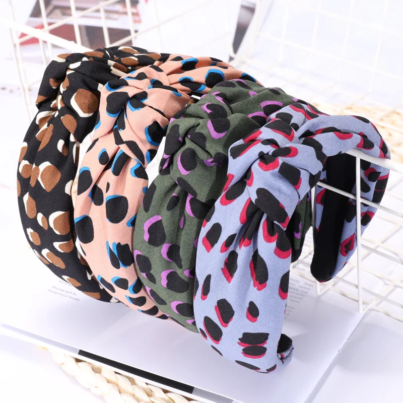 
wholesale Fashion Leopard Grain Headband Korean Charm Bowknot Headband For Women 