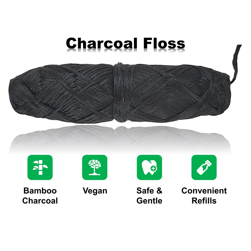 Private Label Custom Printed Wholesale Bulk Super Pick Vegan Bamboo Charcoal Dental Floss Waxed Mint 50m For Oral Care