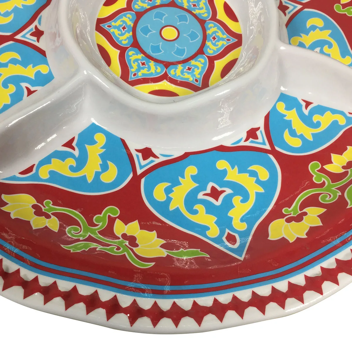 
5 Section hard Plastic Relish Dish Buffet Server Plate Dried Fruit Nuts Dip melamine Serving Tray 