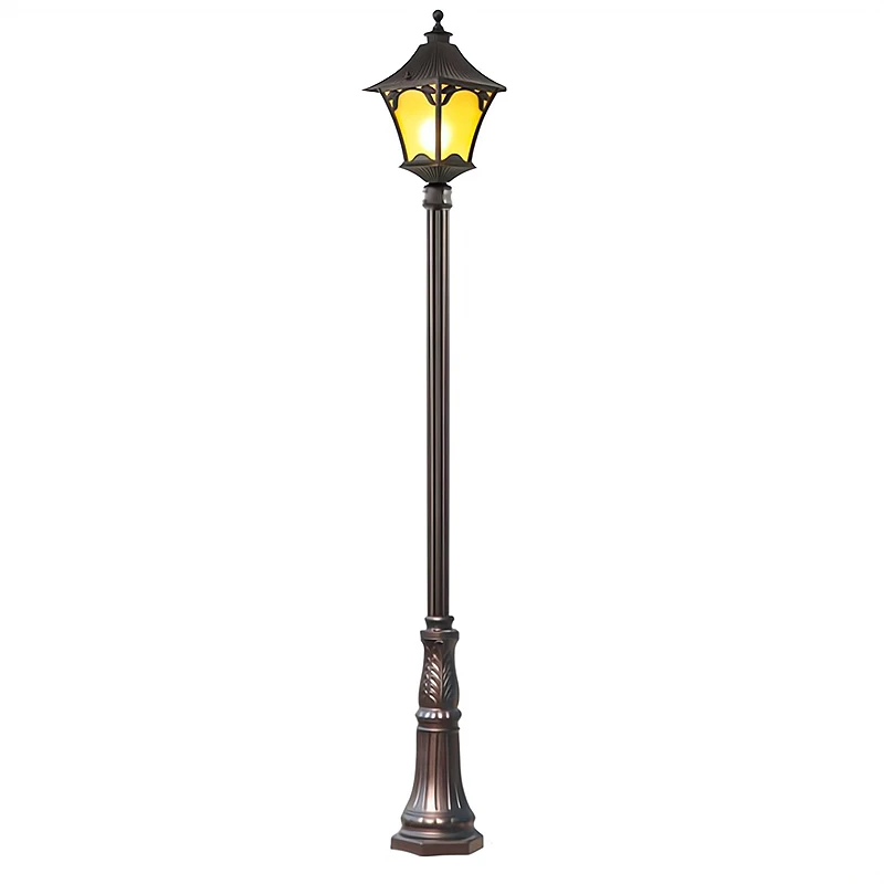 DAWN Outdoor Decorative Street Light Pole Waterproof Exterior Lamp Post Lantern Antique Aluminum Garden Lamp Poles