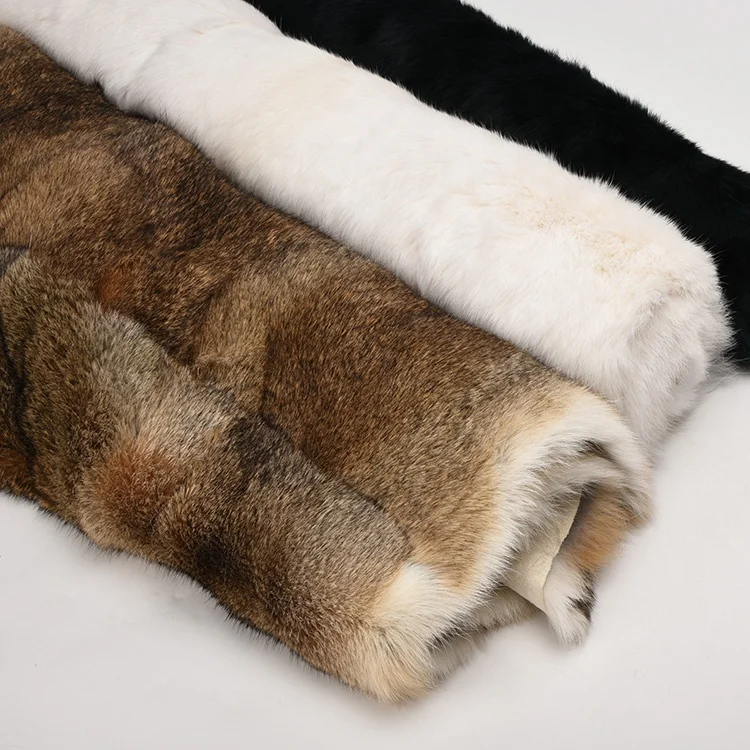 Chinese Grade A High Quality Real Fur Rabbit Pelt Black Rabbit Fur Plate