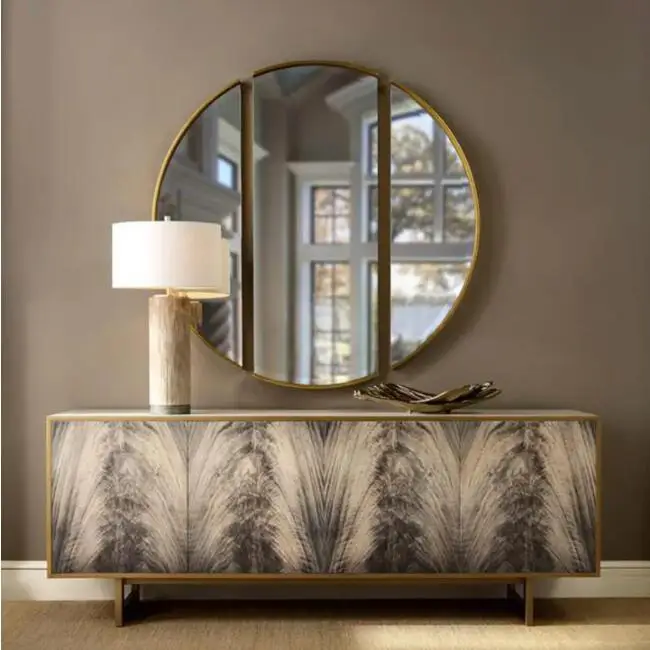 MDF Gold Frame Mirrors 3 Sets Venetian Style Round Living Room Bathroom Home Wall Hanging Decoration Mirrors