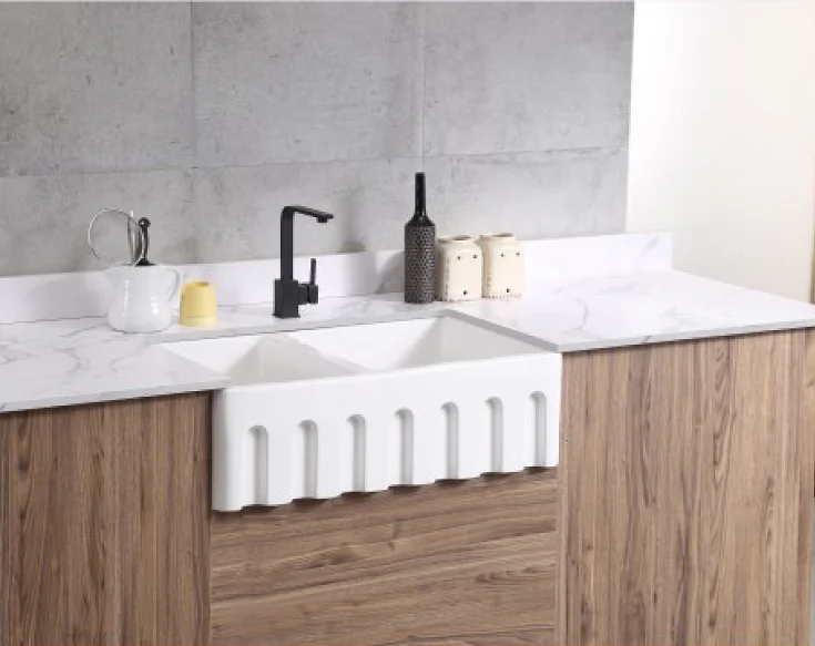 
KingsonChina, Ceramic Farmhouse Kitchen Sink, Apron Farmhouse Sink(Double Bowl) 