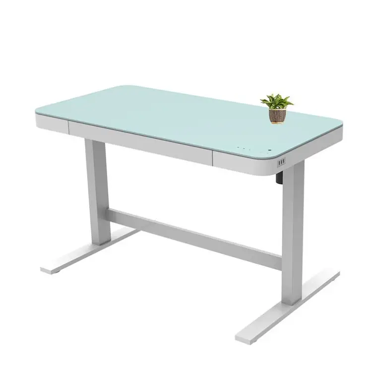 New Design Ergonomic Office Lift Desk Height Adjustable High Stand Up Raising Glass Standing Desk