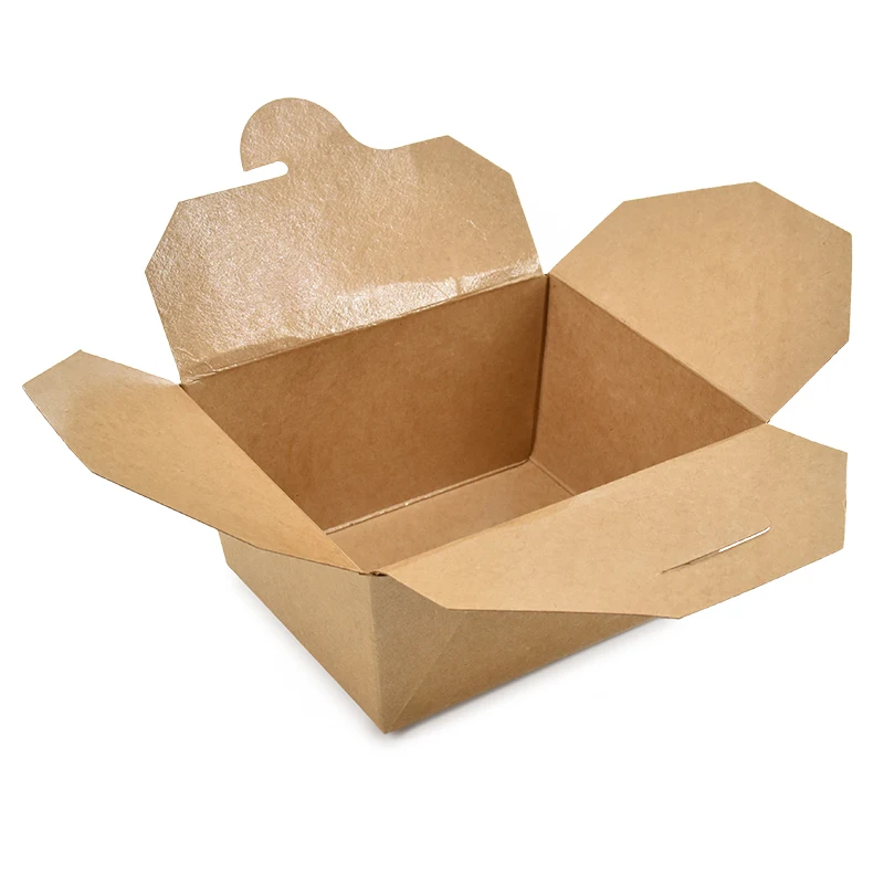 Disposable Food Container Biodegradable Food Packaging Boxes Takeway Food Box Brown Kraft Paper Lunch Box