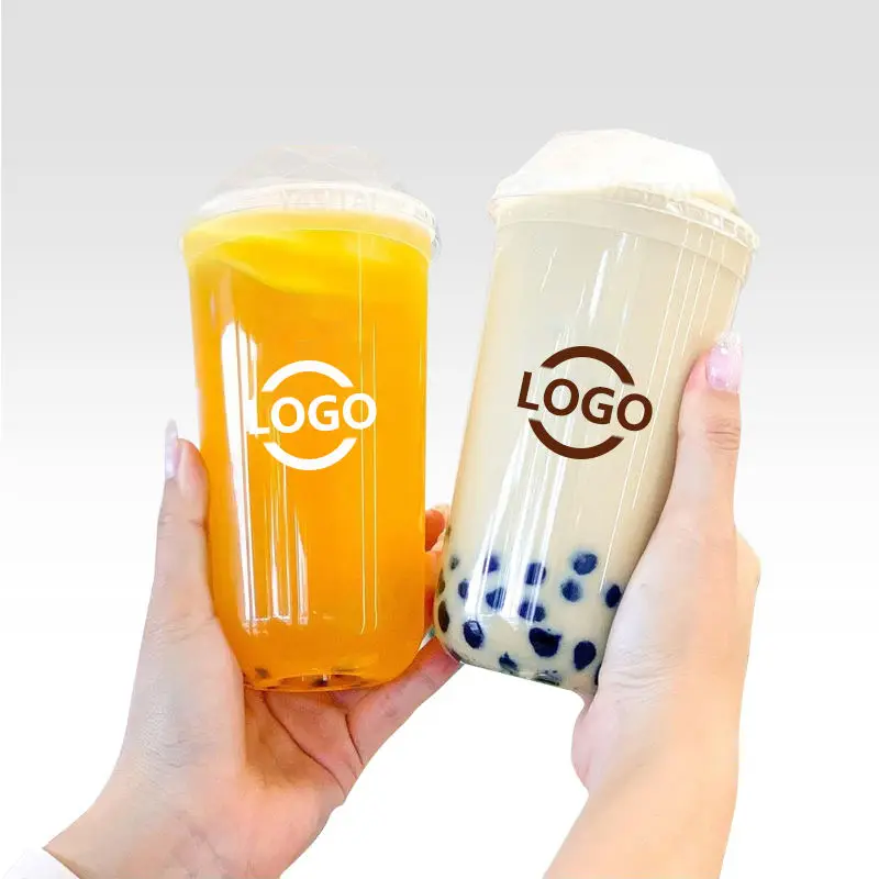 Custom Logo 16oz 20oz 24oz U shape  PET  PP milk tea cup