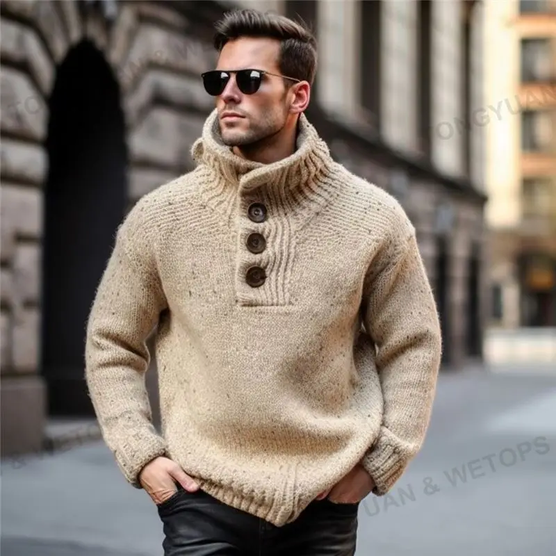 Производители одежды на заказ толстое пальто на пуговицах зимняя водолазка большого размера вязаные мужские свитера большого размера