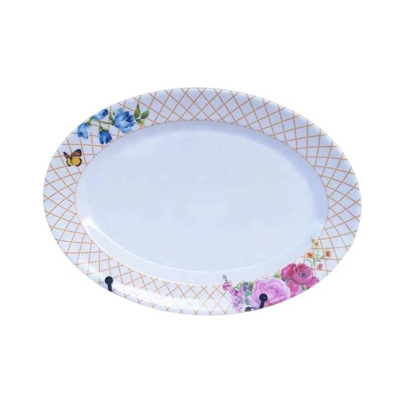 cheap pink solid 12 inch oval melamine dinner plates