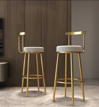 Bar Chair Home Tall Nordic Metal Luxury Gold Velvet Kitchen Leather High Modern Stools Chair Bar Furniture For Bar Table chinese