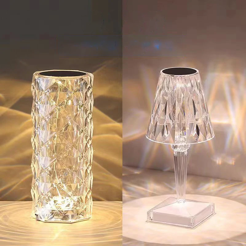 3D Creative Visual rose Crystal Night Light atmosphere lamp Night Light Touching Control portable led night light