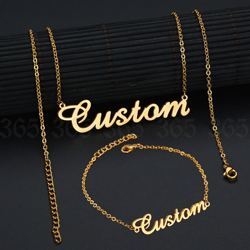 Custom Name Plate Necklace Personalised anchor pendant necklace Customised Stainless Steel Nameplate Name Pendant Necklace