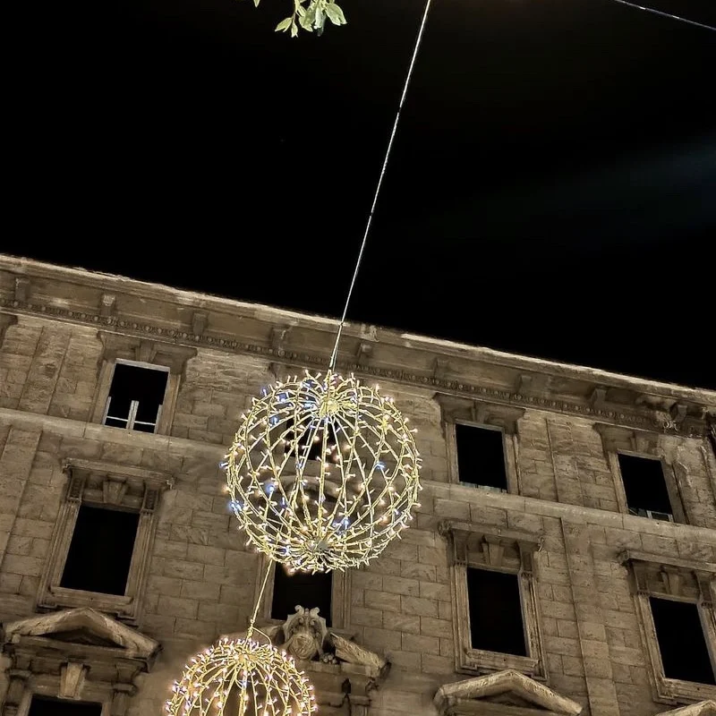 High Quality  3 d Christmas Ball Sphere Motif Ball Lights For Outdoor event hanging Tree Decoration