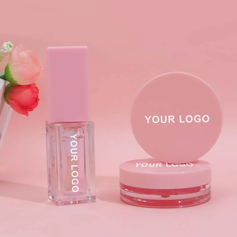 Wholesale Vegan Cruelty Free Pink Lip Balm And Scrub Trio Treatment Oil Lipcare Sets Private Label Lip Care Kit