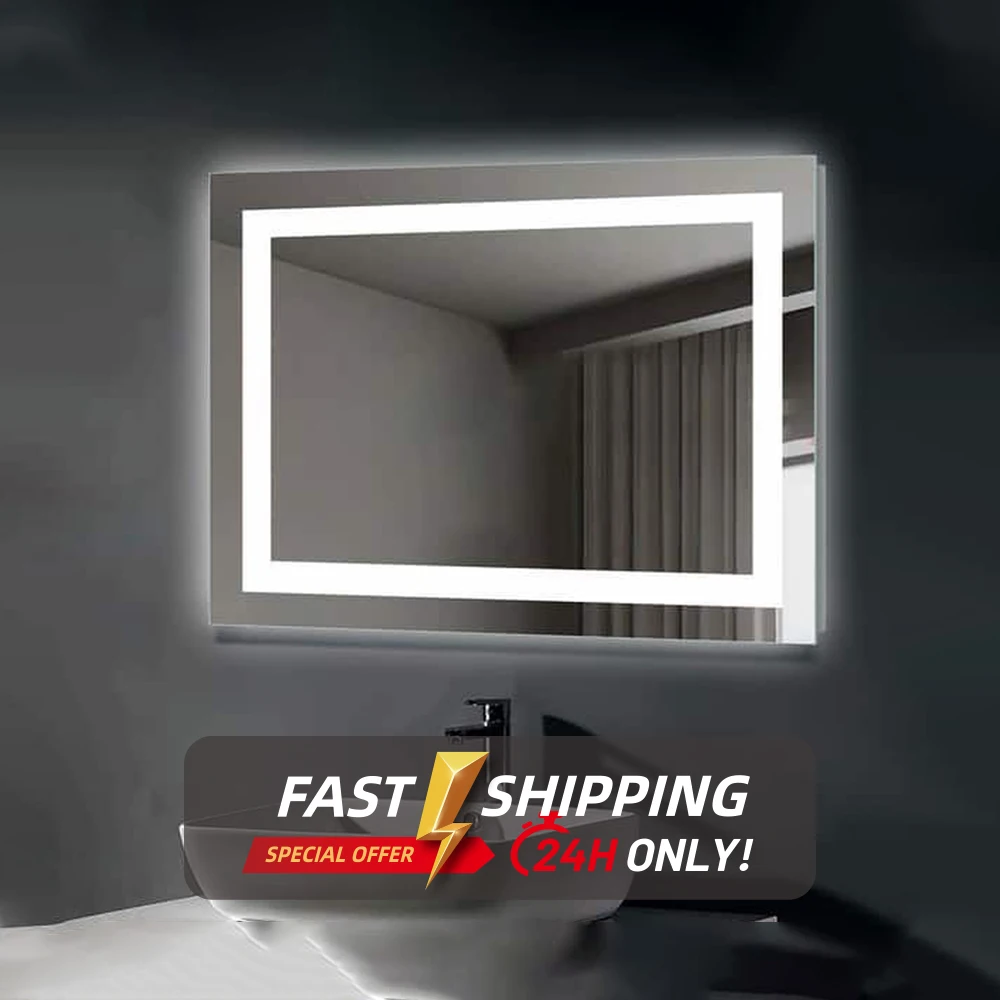 Foshan Goodway  winning rectangle vanity bathroom home luxury bathroom back lit 32 inch smart gym mirror with tv led