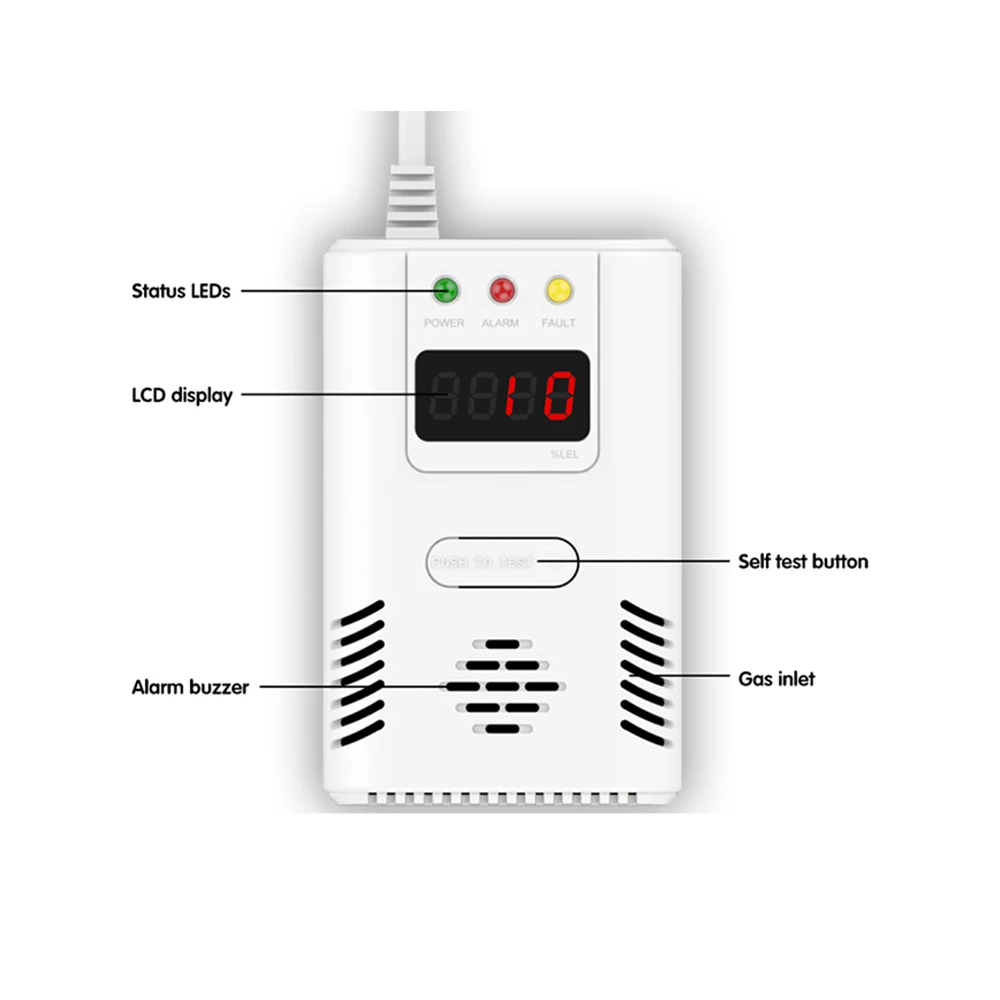Alerta Temprana Detector Digital De LPG Alarma De Gas Con Valvula De Cierre Contra Alarmas No Deseadas