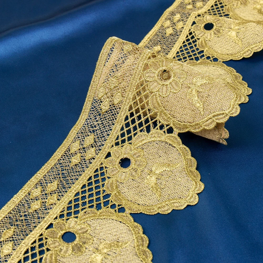 Wholesale Elegant Golden Flower Lace Trims Adornment Dress Lace Trim