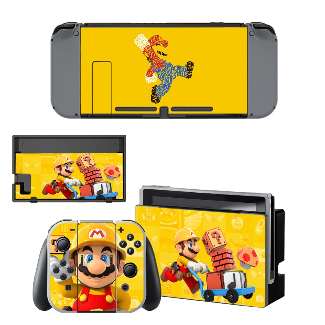 Customized Super Mario Bros Odyssey Kart Paper Mario The Origami KingSkin Stickers For Nintendo Switch