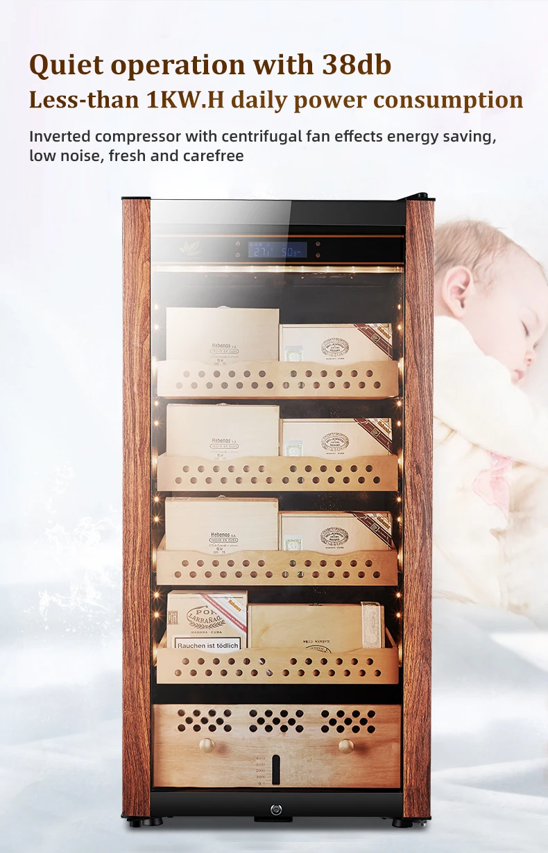 Wooden luxury wholesale refrigerated storage electric automatic electrical cigar humidor cabinet