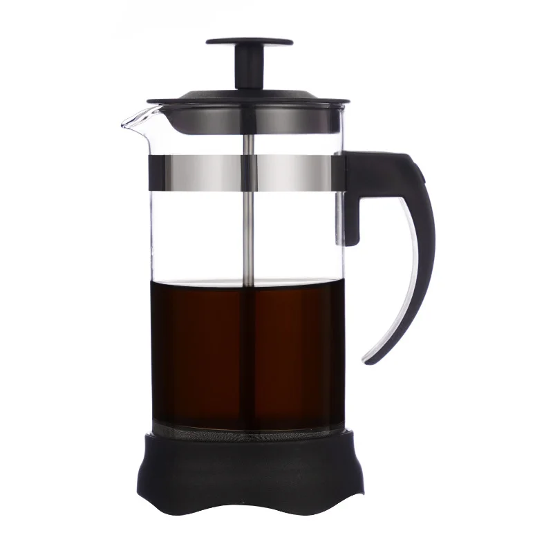 Hensin Stainless Steel Filter Tea Hand Brewed Coffee Pot Plastic Heat Resistant High Borosilicate French Press Pot For Coffee
