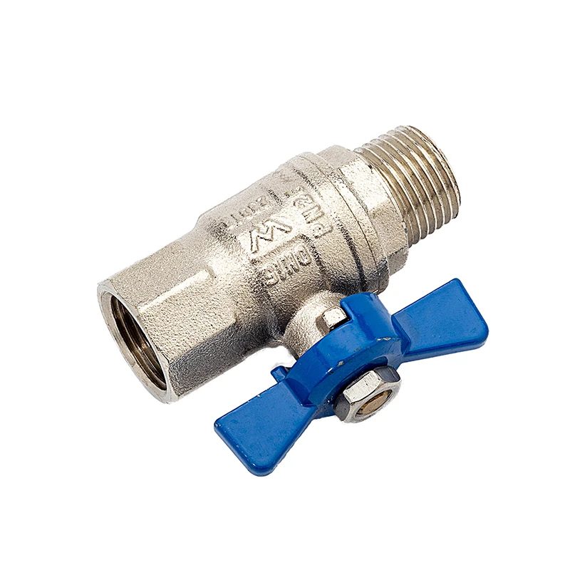 High Quality Blue Aluminium Butterfly Handle Pn 25 Dn15 With Nickle Plating Brass Ball Valve Multi Size Ball Valve