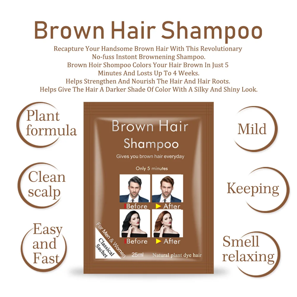 
10 Pcs Per Box Hair Dye Shampoo Brown Blonde Color Hair Wash Wholesale 