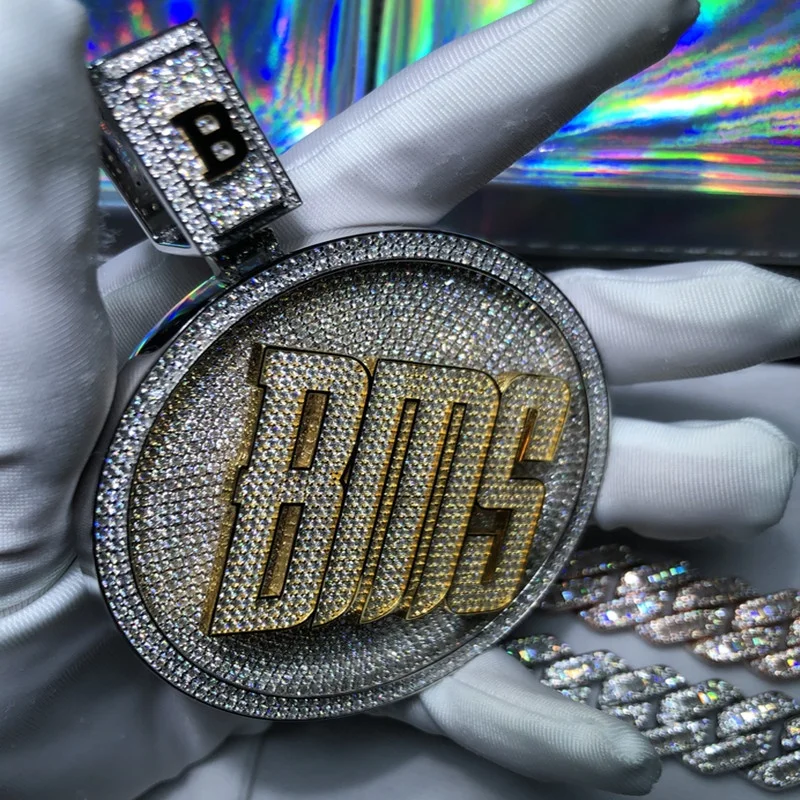 custom diamond pendants Iced out stainless steel high polished