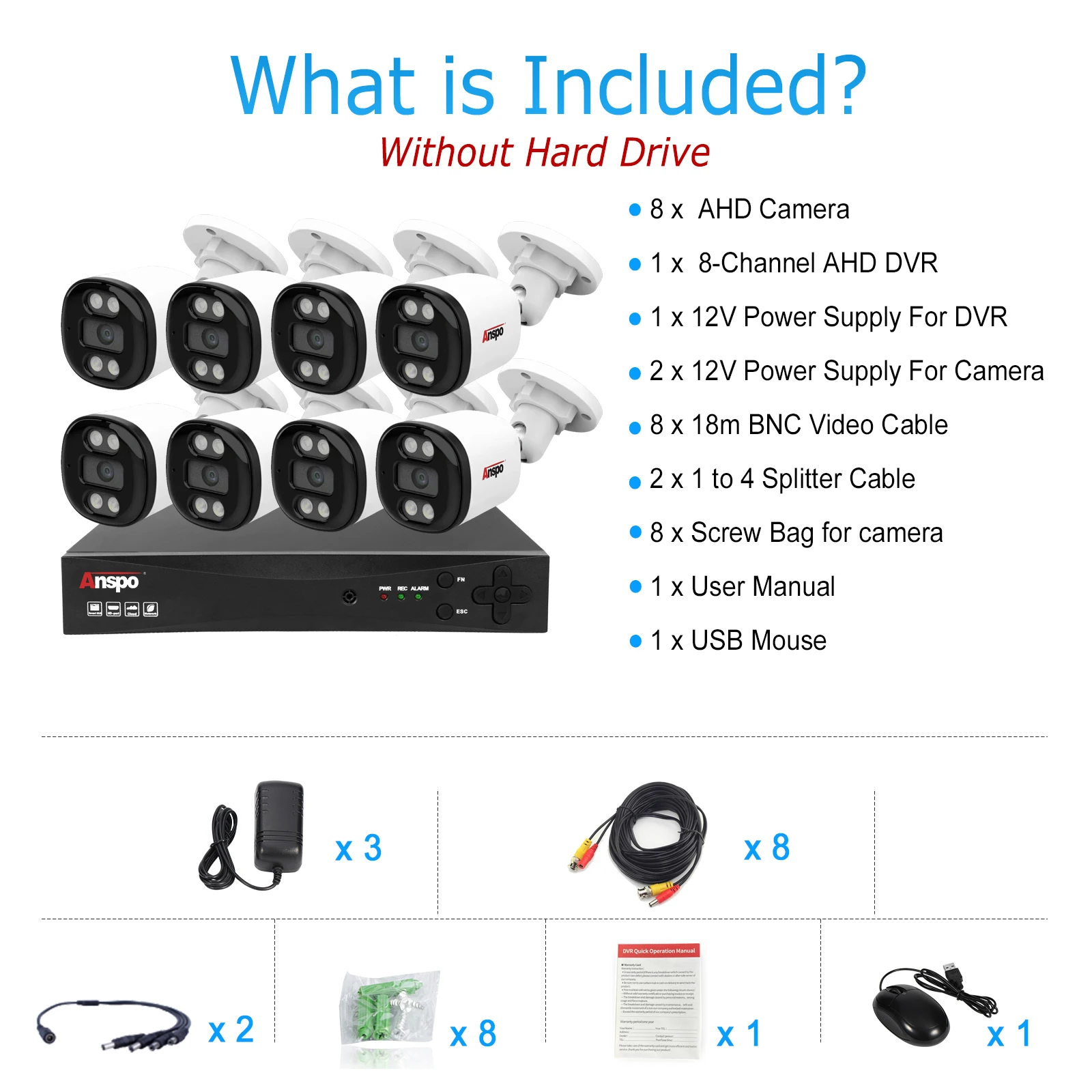 Color UV 5MP 8CH AHD KIT DVR CCTV camera With Coaxial Audio Camera 8 Channels Surveillance System Complete Set Built in Mic