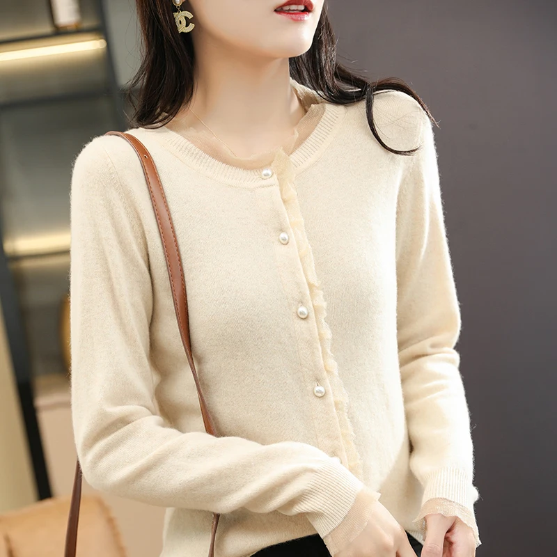 Кардиган, простое корейское пальто, Однотонный женский кашемировый вязаный свитер