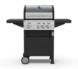 Outdoor 3-Burner Propane Gas Grill Cart Style Gas BBQ Grill Smokeless Gas Barbecue Grill Stainless Steel