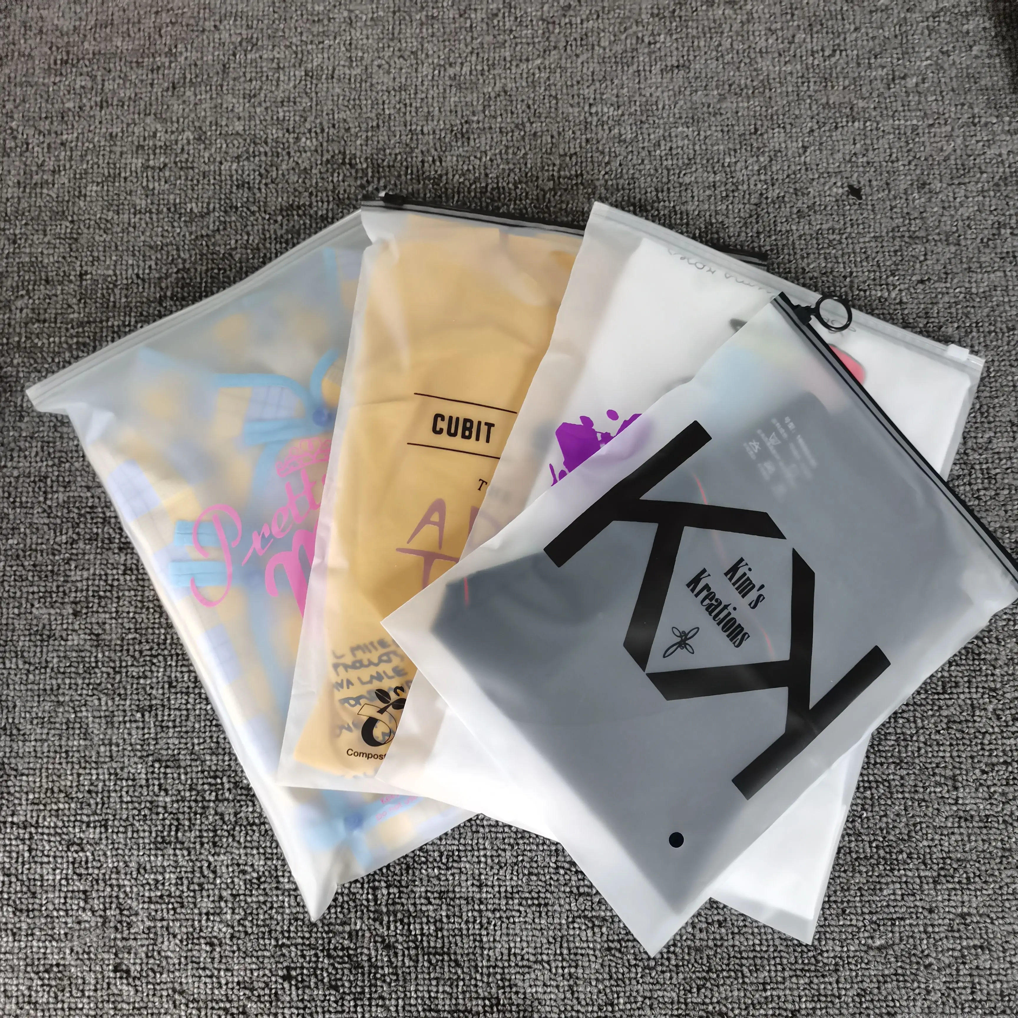 Custom Logo Biodegradable Clear Transparent Zipper Lock Plastic Garment Clothes T-shirt Swimming Clothes Packaging