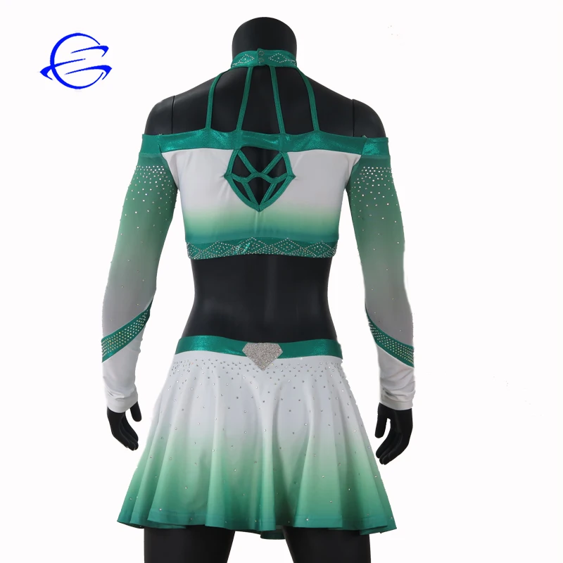 Custom Wholesale Cheer Wear Dye Sublimation Quick Dry Rhinestones Sexy Women Cheerleading Uniforms Free Design
