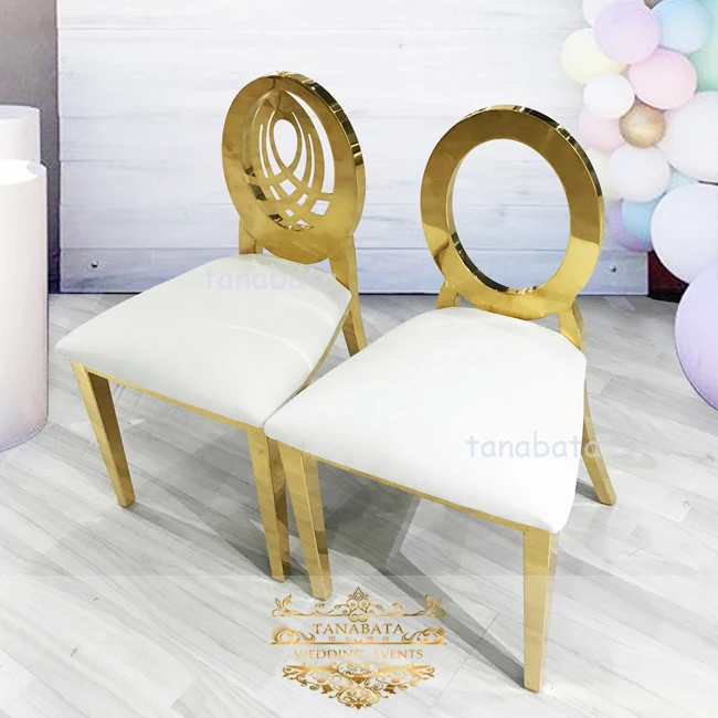 luxury oval back royal gold stainless steel metal kids wedding chair