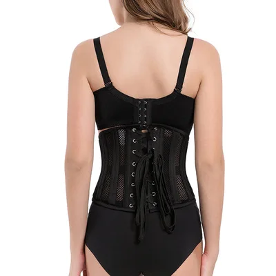 MOQ 1pc Plus Size 24 Steel Boned Corset Short Breathable Mesh Waist Trainer Cincher Underbust Gothic Corsets