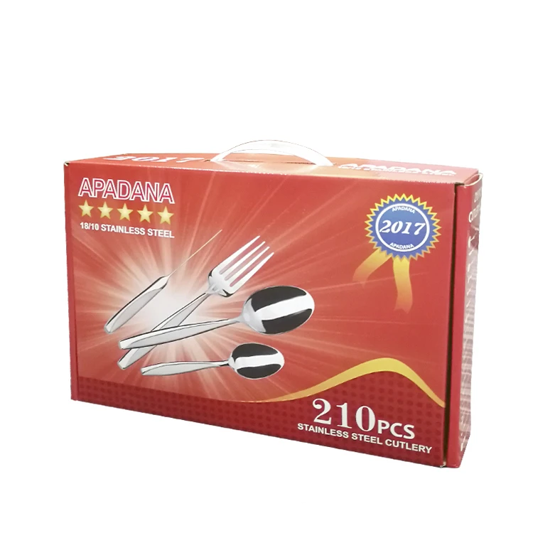 210pcs stainless steel cutlery set with stain finished in gift box