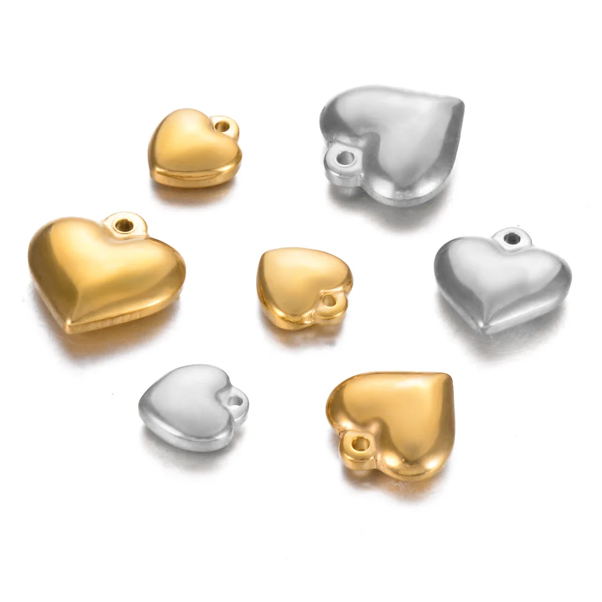 stainless steel solid love heart charms ornament DIY jewelry making accessories necklace bracelet pendant charm wholesale