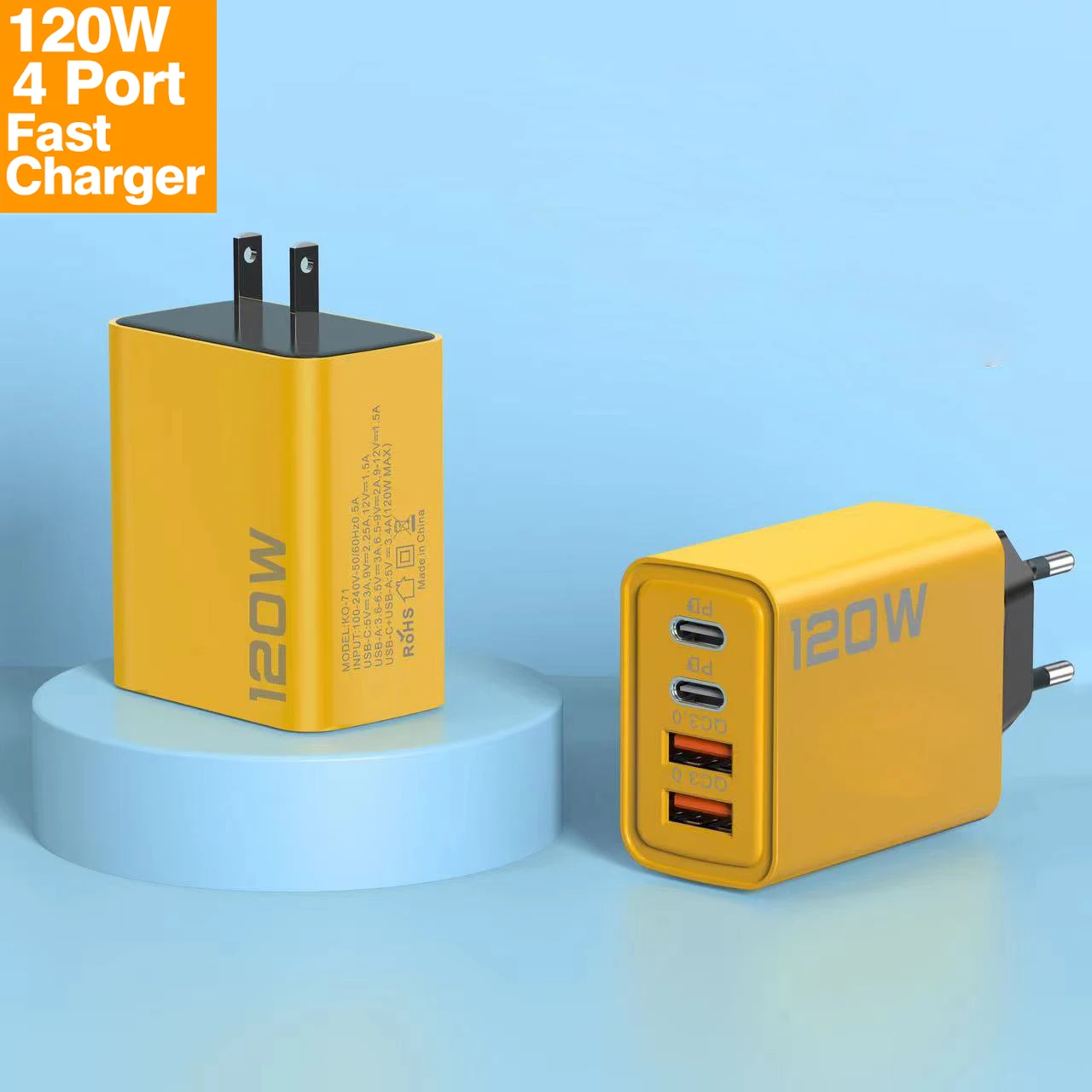 120W PD Charger Quick Charging Type C Charger Adapter supports charging 4 ports DUAL USB C Wall Charger For iPhone 15 Xiaomi MI