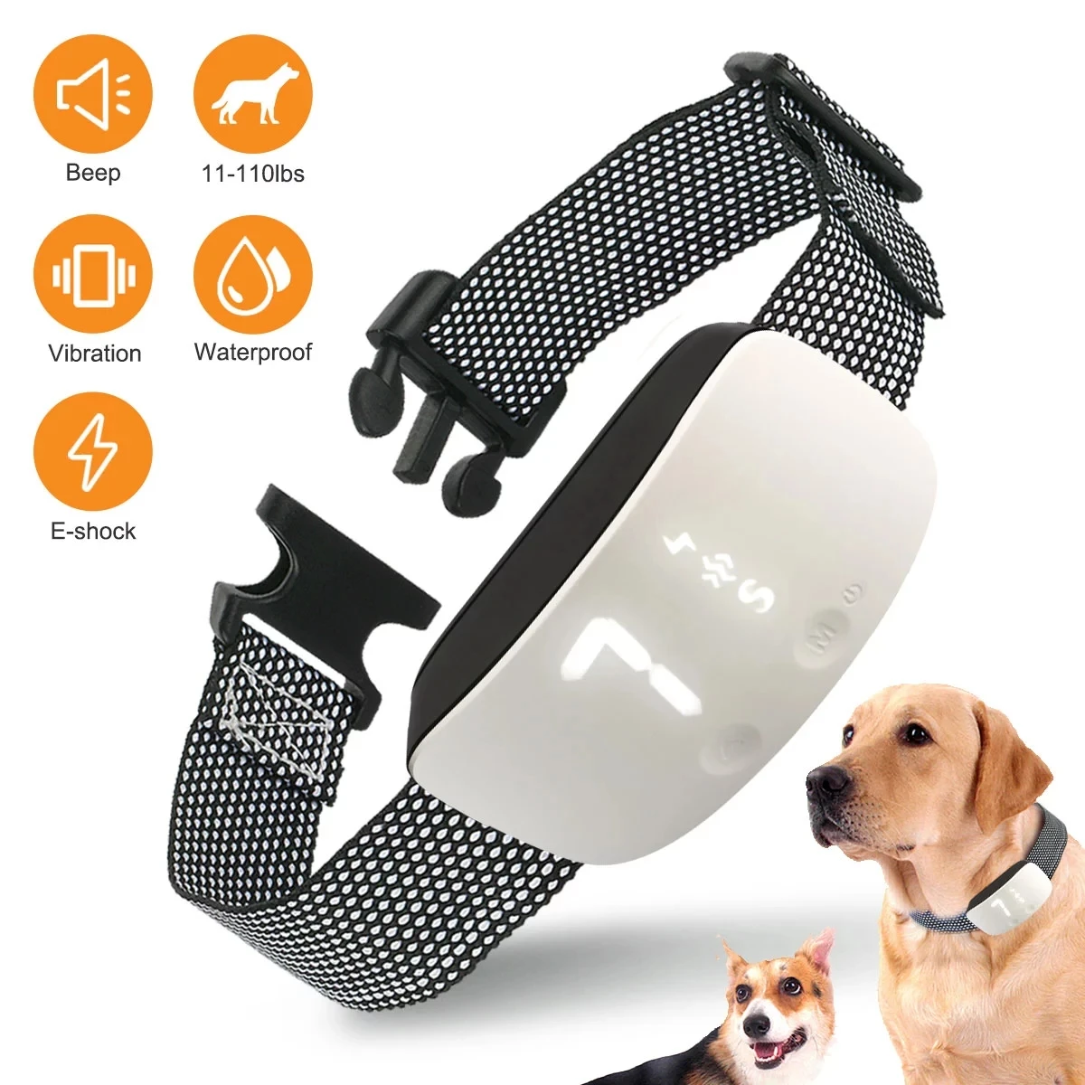 
Electric Bark training collar Waterproof anti bark dog collar beep vibration shock 7 level no barking Rechargeable collar 