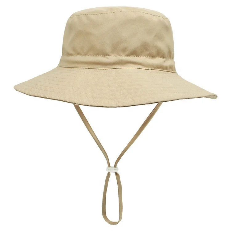Children Lightweight Safari Sun Hat UV Protection Bucket Hat Quick Dry Fishing Hat with String For 0-6 years for wholesale