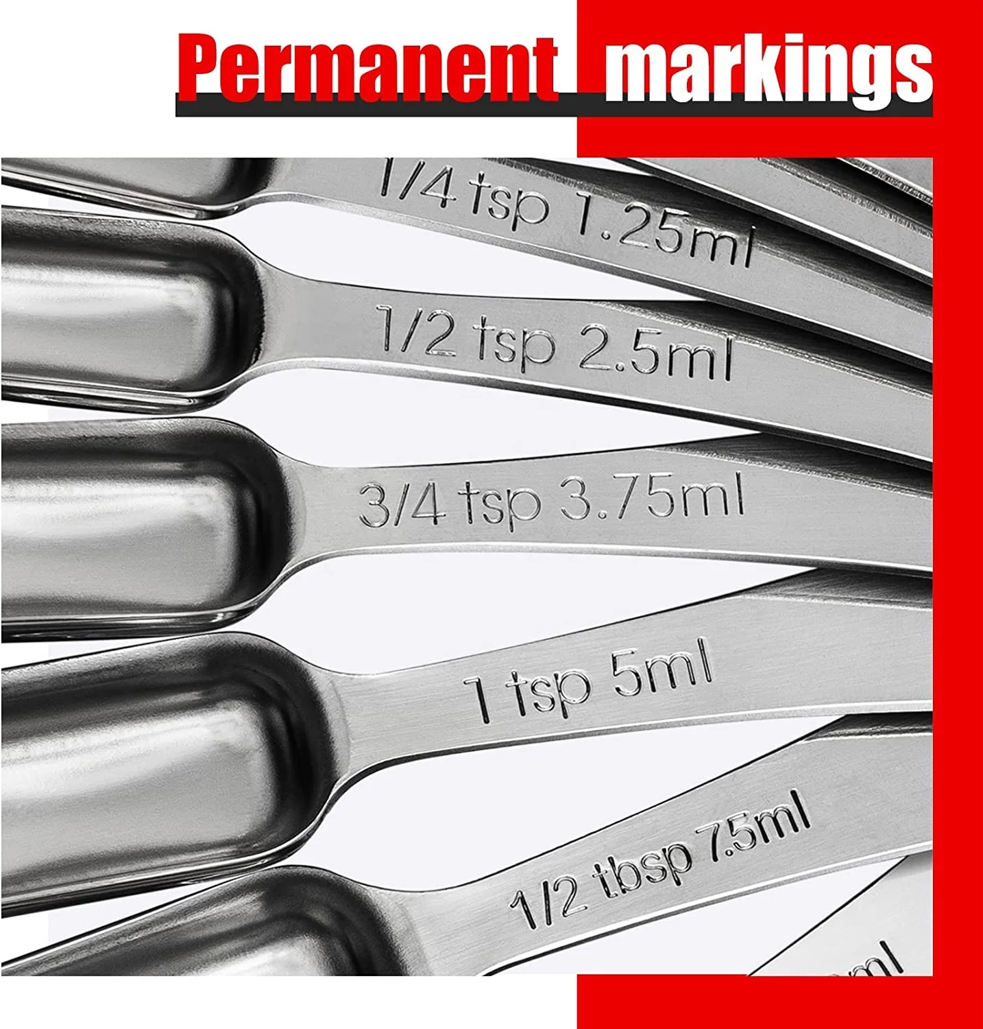 Heavy Duty Full Size Stainless Steel Metal Teaspoons Tablespoons Measuring Spoons Set of 10