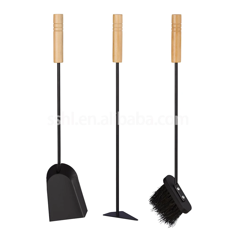 4Pcs Fireplace Tool Set With Wood Handle / Fireplace Accessories / Companion Set