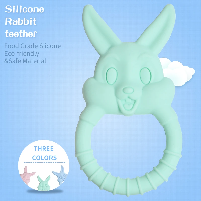 Rabbit Shaped Silicone Teether Necklace Pendant Eco-friendly Animals Diy Necklace Pendant Baby Teether