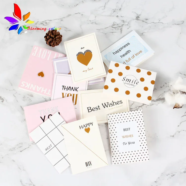 Custom Design White Pink Paper Center- fold Thanks Card and Holiday Card