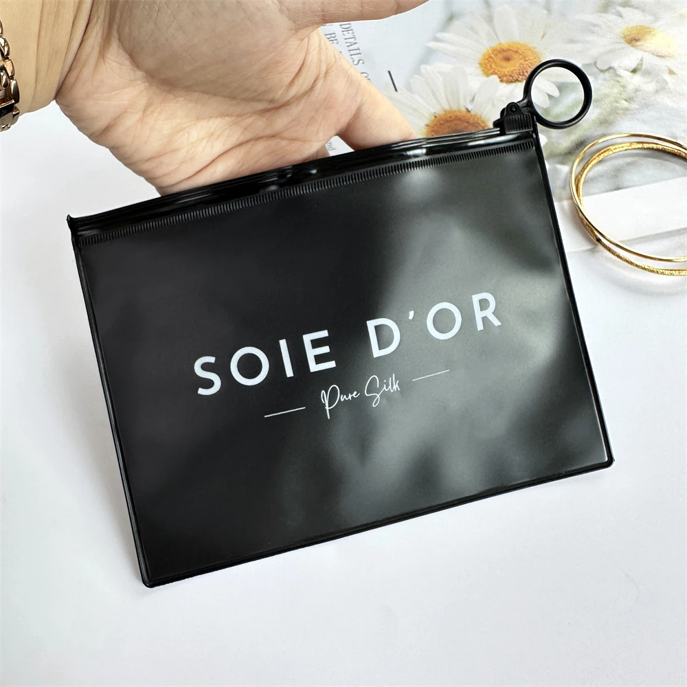 Factory price customization black poly PVC ziplock bag small reusable pouch plastic zip packaging bag with logo