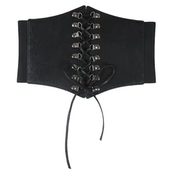 Ladies Tight Elastic Bandage Bra Wide Waistband PU Leather Slimming Belt Elastic Waistband