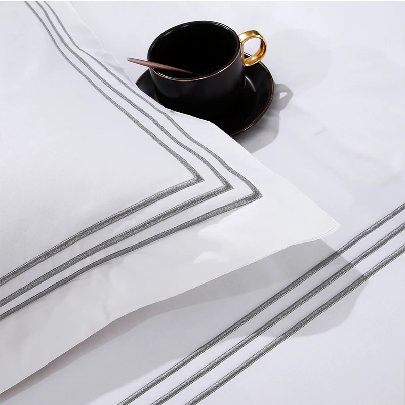 Wholesale Luxury Bedding Set 100% Cotton Twill Stripes Pattern 200TC 300TC Includes Bed Sheet and Duvet Cover