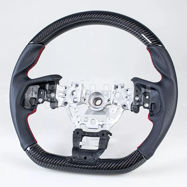 Steering Wheel, Real Carbon Fiber Steering Wheel D-Type Racing Design Nappa Leather Car Steering Wheel for Subaru WRX STI