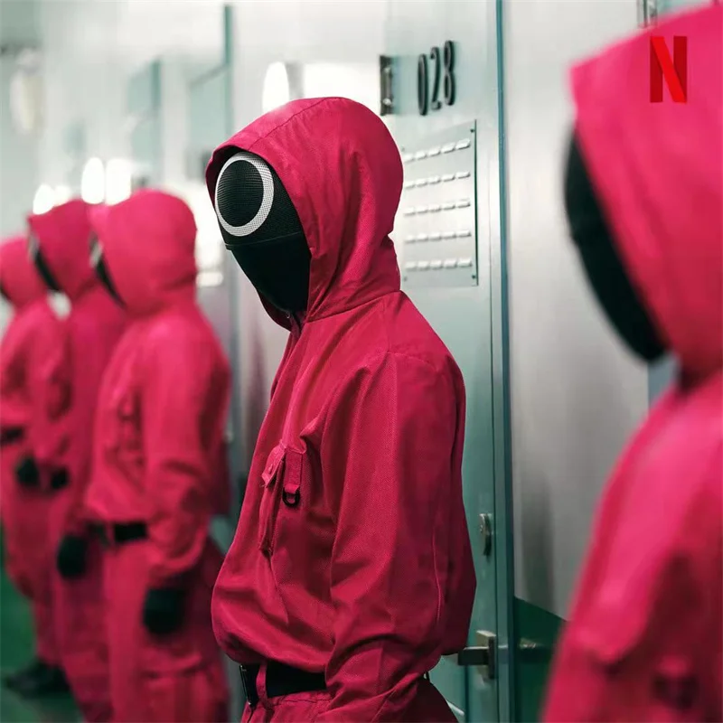 Squid Game Costume Mask New Cosplay Mask Halloween Squid Game Party Toy Korean TV Jumpsuit