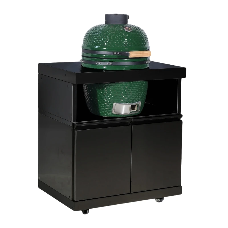 18 inches Kamado BBQ Cabinet Egg Green Charcoal Barbecue outdoor kitchen ceramic kamado grill With Stainless Steel 304 Cabinet