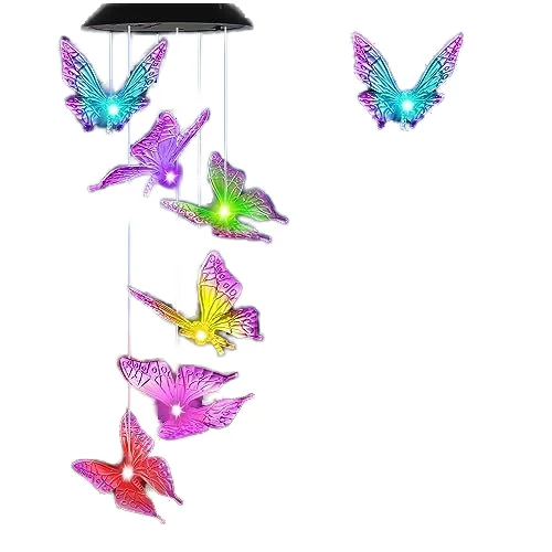 New Home Garden Decoration Wind Chime Intelligent Charging Butterfly Solar Wind Chime Outdoor Color Solar Light